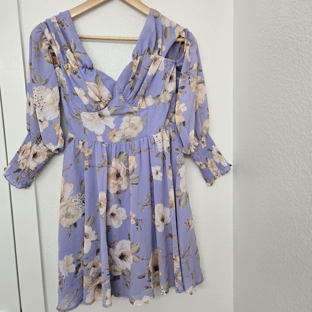 Privy Lavender and Cream Mini  Dress Size M NWT